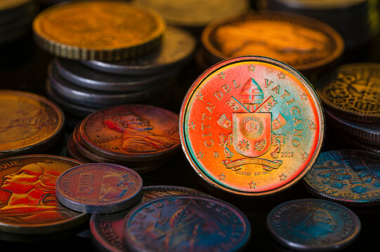 Vatican City 50 Cents Eur Coin Cita del Vaticano Close Up Macro
