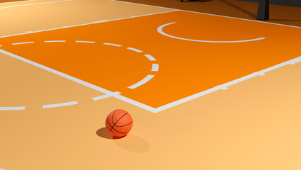 3d rendering of a basketball on a court © Rafa Fernandez