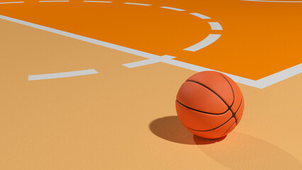 3d rendering of a basketball on a court