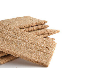 Rye bread on white background popular product is delicious and healthy food.