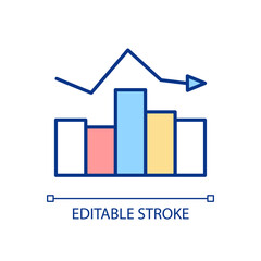 Statistical monitoring RGB color icon