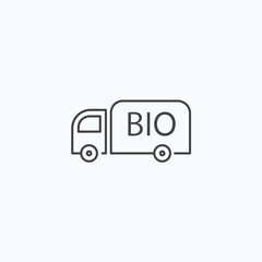 Car bio transportation truck line icon. Eco garbage truck