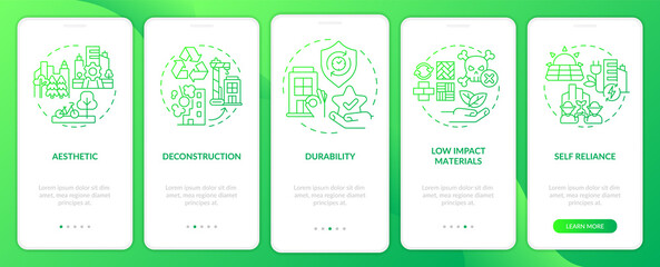 Sustainable city design green gradient onboarding mobile app screen