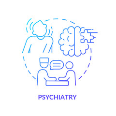 Psychiatry blue gradient concept icon