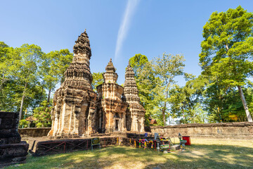 Sisaket, Thailand, December 16, 2021. Tourists visit Prasat Ban Prasat as architecture. Culture...