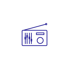 Radio communication retro equipment line icon. Radio classic fm station