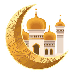 mosque in golden moon
