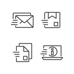 Information transmission pixel perfect linear icons set
