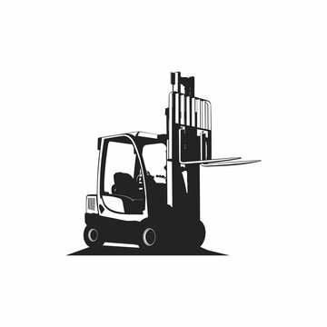 black and white forklift silhouette clip art preview