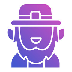 Man Irish flat gradient icon. Can be used for digital product, presentation, print design and more.