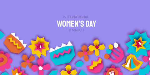 Fototapeta na wymiar Happy International Women's Day. Abstract Hand drawn paper cut floral shapes. Trendy Flower contemporary art. 8 March. Spring. Happy Mother's Day. Paper art work. Very peri color.