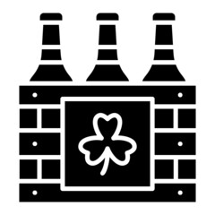 Crate beer bottle clover glyph icon. Can be used for digital product, presentation, print design and more.