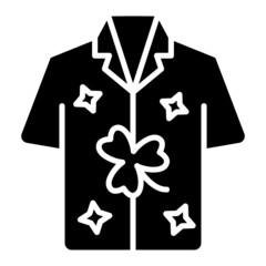 Shirt with clover glyph icon. Can be used for digital product, presentation, print design and more.
