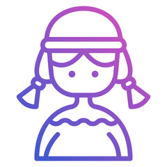 Girl Irish line gradient icon. Can be used for digital product, presentation, print design and more.