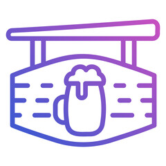 Pub beer line gradient icon. Can be used for digital product, presentation, print design and more.