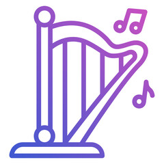 Harp line gradient icon. Can be used for digital product, presentation, print design and more.