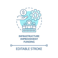 Infrastructure improvement funding turquoise concept icon