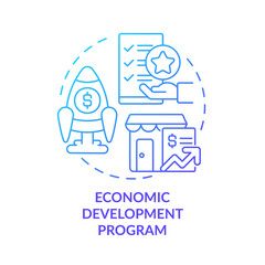 Economic development program blue gradient concept icon