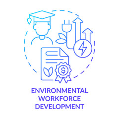 Environmental workforce development blue gradient concept icon