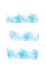 set of blue watercolor strokes isolated on white background. paint roller trace