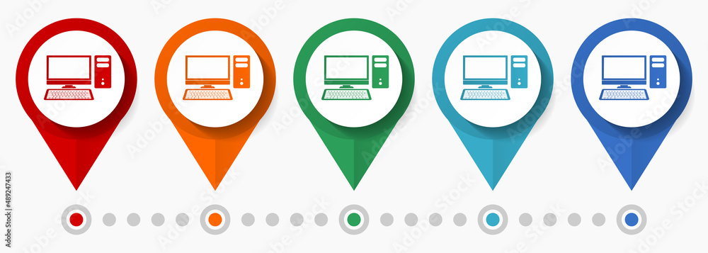Aufkleber computer concept vector icon set, flat design internet pointers, infographic template easy to edit