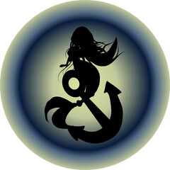 Mermaid with an anchor on a yellow background