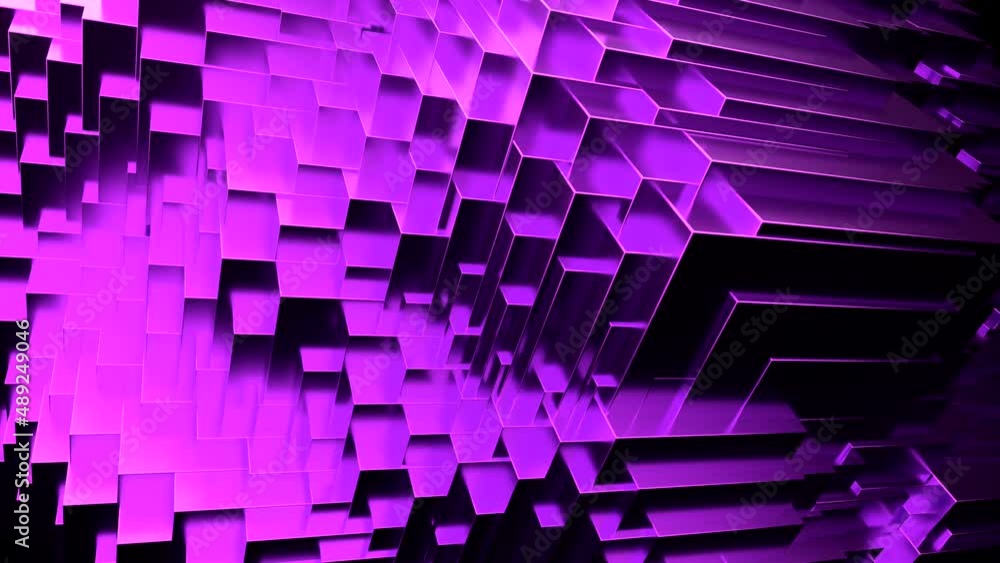 Poster pulsating cubic texture background, seamless loop. design. waving moving up and down pillars.