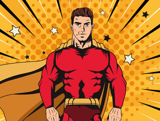 red superhero pop art poster © Jemastock