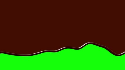 dark chocolate dripping on green screen background until full covered