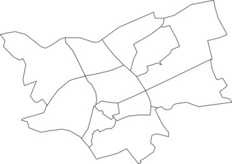 White flat blank vector administrative map of 'S-HERTOGENBOSCH, NETHERLANDS with black border lines of its districts