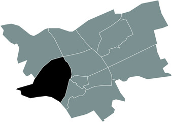 Black flat blank highlighted location map of the WEST DISTRICT inside gray administrative map of 's-Hertogenbosch, Netherlands