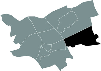 Black flat blank highlighted location map of the ROSMALEN ZUID DISTRICT inside gray administrative map of 's-Hertogenbosch, Netherlands