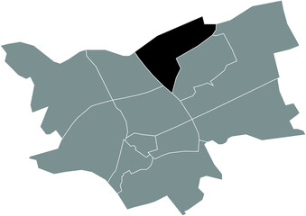 Black flat blank highlighted location map of the EMPEL DISTRICT inside gray administrative map of 's-Hertogenbosch, Netherlands