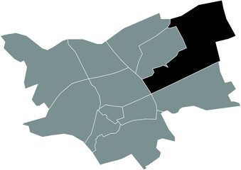 Black flat blank highlighted location map of the ROSMALEN NOORD DISTRICT inside gray administrative map of 's-Hertogenbosch, Netherlands
