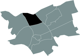 Black flat blank highlighted location map of the MAASPOORT DISTRICT inside gray administrative map of 's-Hertogenbosch, Netherlands
