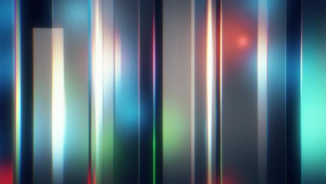 Multicolored light refracting on glass panels animation. Abstract motion background