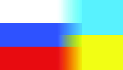 Two flags of Russia and Ukraine