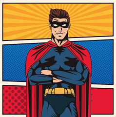 blue superhero pop art poster © Jemastock