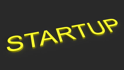 3d rendering illustration of startup word lettering