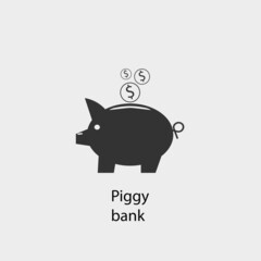 Piggy bank vector icon solid grey