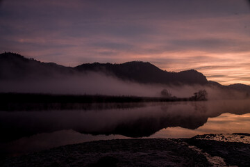 foggy winter morning on the Adda river in Brivio Lombardy - 489251631