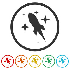 Rocket ring icon, color set