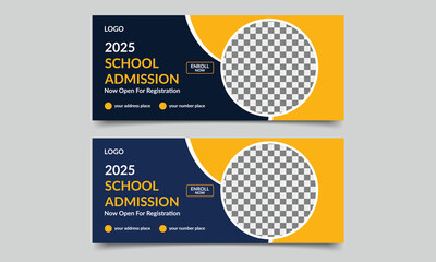 School Admission Facebook Cover Template, Kids School Facebook Cover Banner, Education Facebook Timeline Cover Design