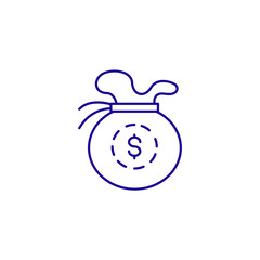 Money bag cash finance prize line icon. Win reward remuneration