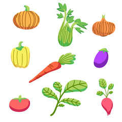 Pacote de vetores de vegetais desenhados á mão.