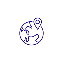 Globe world local pin line icon. Earch location map