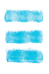 set of blue watercolor strokes isolated on white background. paint roller trace