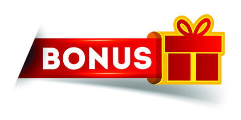 Modern Vector Illustration Red Bonus Label With Gift.  

