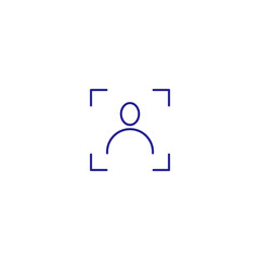Recognition face camera line icon. Identify biometric verification