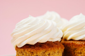 Sweet cupcakes with white frosting
